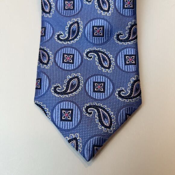 JZ Richards Mens 100% Silk Tie Classic Blue Paisley 3x60" - Picture 1 of 6